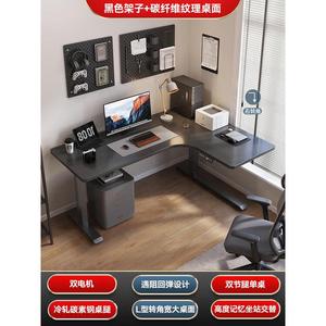 Угловой стол с электроподъемом Zhenyanxuan L-Shaped, 160x110 см, черная рама + столешница из черной 18-мм экодоски, правая сторона, два мотора