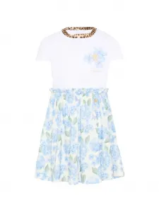 Платье с цветочным принтом Roberto Cavalli Junior, белый