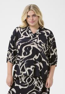 Блуза Kaffe Curve MAREN FRILL, Black Nature Organic Lines/Black