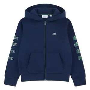 Детская флисовая толстовка Lacoste с графическим принтом и застежкой-молнией Lacoste kids, синий