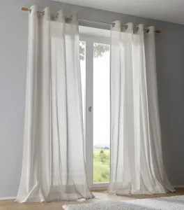 Штора Brondby Taupe, полупрозрачная, с люверсами, серебристая, с эффектом льна, фильтрует свет, ширина 135 см, высота 225 см (1 шт.) Kutti