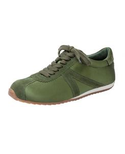 Женские низкие модные кроссовки KOVA на шнуровке Linea Paolo, Pine green satin/suede
