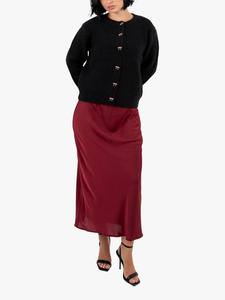 Кардиган с ребристой вязкой и пуговицами-бантиками Lovedrobe, Black