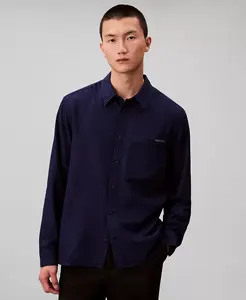 Мужская классическая рубашка из меланжевой ткани в узоре "гусиная лапка" Calvin Klein, синий