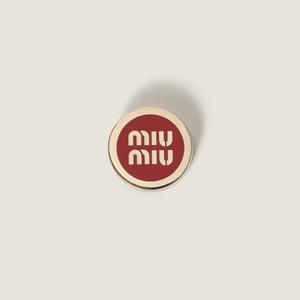 Эмалированная брошь с металлическим логотипом MIU MIU, красные