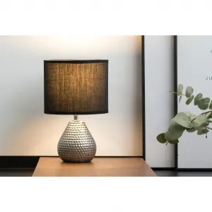 Настольная лампа Sip of silver E14 1 шт. E14, абажур из ткани, серебристый, черный, керамика Pauleen, черный/серебристый