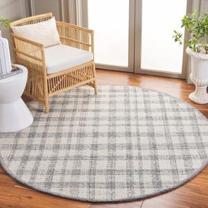 Ковер SAFAVIEH, 183 x 183 см, Abstract Collection, Ivory & Grey, ручной работы из шерсти и вискозы, идеально для гостиной, столовой, спальни (ABT648F)