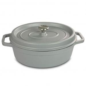 Osoltus "osoltus жаровня овальная чугунная форма для запекания с крышкой-капельницей светло-серая 33 см"