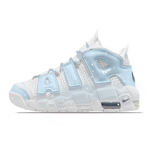 Nike Air More Uptempo Milk White Blue Star, премиальная амортизация, мид-топ, винтажные баскетбольные кроссовки, женские, синий белый