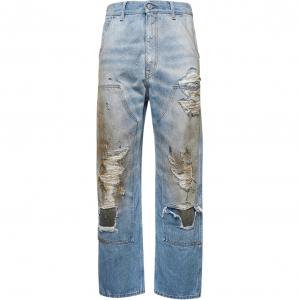 Джинсы с эффектом поношенности MM6 Maison Margiela, синий