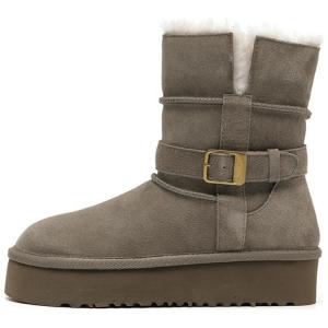 Женские зимние ботинки DAPHNE высокие с ремешком, серый