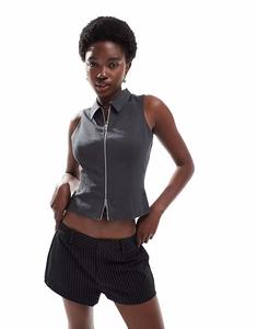 Топ Izzy на молнии, угольного цвета Cotton On