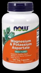 Now Foods, Аспартат магния и калия с таурином, 120 капсул.