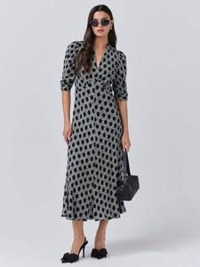 Платье Mia с V-образным вырезом и завышенной талией Ghost, Black/Grey