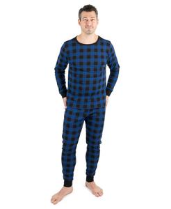 Мужская хлопковая клетчатая пижама из двух частей для отдыха Leveret, Plaid black & navy