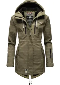 Функциональное пальто Marikoo "Zimtzicke", спортивная парка из софтшелла с капюшоном, зеленый