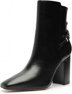 Женские ботильоны FOWT с квадратным носком, на высокой массивной платформе, боковая молния, модная обувь для нарядного образа, размеры 4-16 US, Black