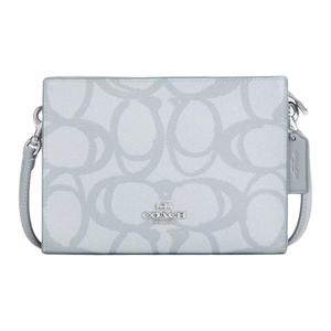 COACH Покрытый холст наплечная сумка, кроссбоди маленькая женская ice blue