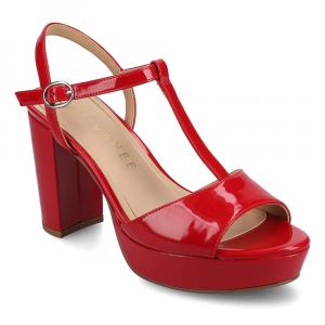 Платформенные босоножки на каблуке Journee, patent/red