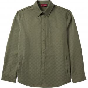 Хлопковая рубашка gg canvas GUCCI, зеленый