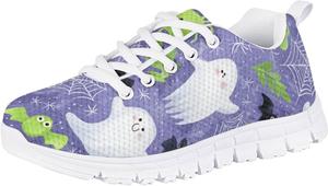 Кроссовки Forchrinse для мальчиков и девочек, с шнуровкой, для бега и ходьбы, повседневные, с плоской подошвой и противоскользящей подошвой, Halloween Ghost