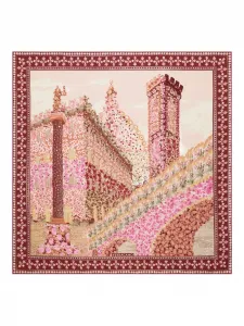 Шелковый платок с принтом "Palazzo" Ferragamo, красный