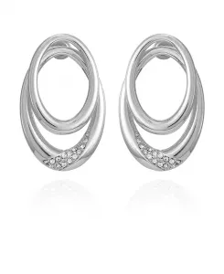 Двойные серьги-кольца с серебристыми стеклянными камнями Vince Camuto, silver