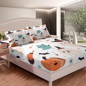 Erosebridal Комплект постельного белья Kawaii с мультяшными призраками, летучими мышами, тыквами и паутиной в стиле Хэллоуин, Multi 26