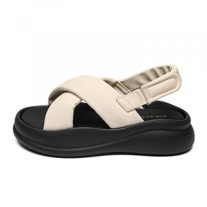 ZHR Женские сандалии на одной застежке бежевые, цвет Beige