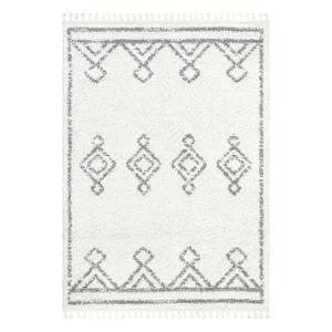 Марокканский ковер Mackie с ромбовидными кисточками Nuloom, белый, 199x275 см