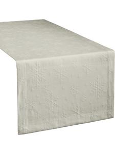 Redbest  Жаккардовая скатерть-дорожка из смесовой хлопковой ткани «Снежинка» светло-серого цвета