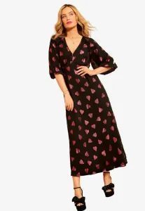 Платье миди прямого кроя с пышными рукавами. повседневное платье. Love & Roses, Black Heart