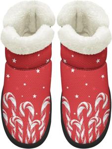 Женские удобные зимние ботинки для ходьбы средней длины с противоскользящей подошвой и подкладкой из искусственного меха, размер США 4.5-12 Chririnla, Xmas Candy Cane