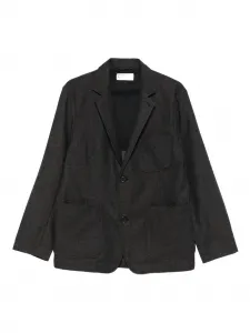 Однобортный пиджак с накладными карманами Universal Works, коричневый