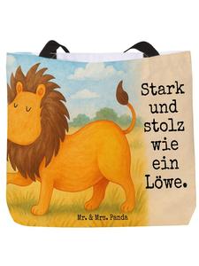 Сумка-шоппер с рисунком знака зодиака Лев и надписью белого цвета Mr. & Mrs. Panda