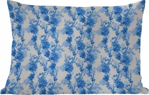 Подушка для улицы - Цветочный - Синий - Гортензия - 50 x 30 см - Устойчива к погодным условиям - Подушка для отдыха - Подушка для дивана - Украшение для гостиной MuchoWow
