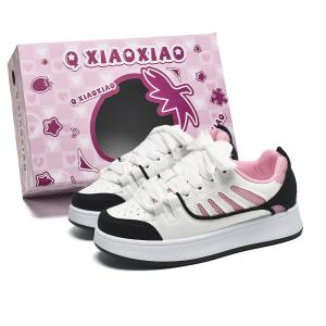 Круглые малые противоскользящие и износостойкие легкие низкие женские скейтерские кроссовки, бело-синие