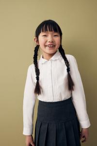 Школьная блузка с длинными рукавами и фестончатой кружевной отделкой (3 14 лет) Next, белый