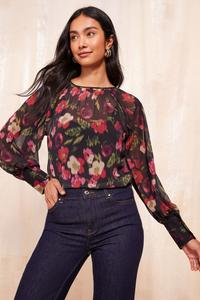 Шифоновая блузка с длинными рукавами и манжетами Friends Like These, красный