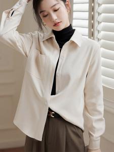 Простая рубашка с подшитыми спереди и сзади краями, женская рубашка Doux Belle, цвет Beige