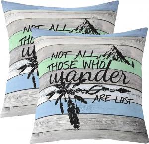 Erosebridal Наволочки декоративные Happy Camping Camper Theme Farmhouse Old Barn Door Rustic Navy Blue Green, Multi 16