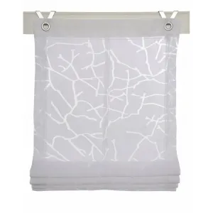 Короткая римская штора Jerry с креплением на крючках без сверления, с люверсами, белая, выгорающая, полупрозрачная, хлопок-полиэстер Kutti, белый