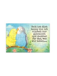 Mr. & Mrs. Panda Дизайн пазла «Любовь к попугайчикам» с надписью белого цвета