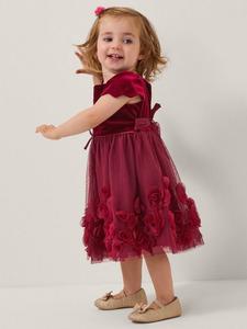 Детское платье с коротким рукавом Baby Scallop Estella Monsoon, Burgundy