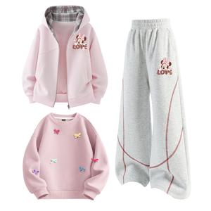 Детский спортивный комплект Casual из 3 предметов Disney, di warm flower k cherry blossom розовый+di warm flower k белый heather серый+solid color lotus розовый