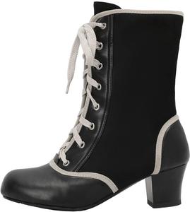 Женские винтажные викторианские косплей-босоножки DINTAHA, ботильоны на шнуровке, ведьминские туфли, праздничные ботинки с низким каблуком, пиратские ботинки, Black