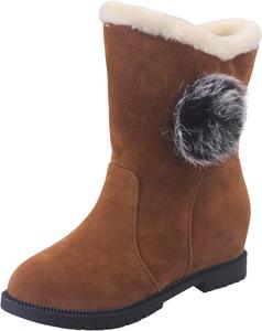 Женские зимние ботинки с утеплителем из меха, средние по голенищу, винтажные с круглым носком, теплые зимние обувь, противоскользящие, водонепроницаемые, удобные плоские ботильоны для прогулок Generic, Brown