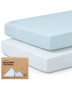 2 простыни на резинке для детской кроватки с аэродинамическим креплением для мальчиков и девочек, стандартные простыни для матраса 52x28, бамбук, вискоза, хлопок Keababies, glacier