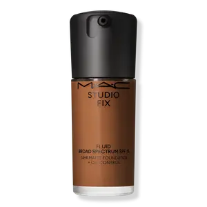 Тональный крем Studio Fix Fluid SPF15 с матирующим эффектом и контролем жирности кожи на 24 часа. MAC, NC55 (deep rich brown with golden undertone for deep dark skin)
