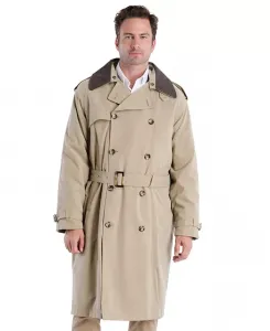 Мужской классический плащ с поясом Iconic Belted Trench Raincoat London Fog, коричневый/бежевый